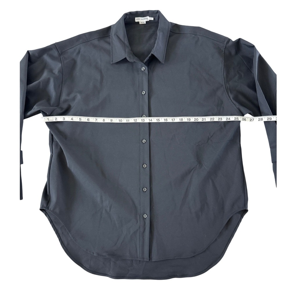 Good American TABBED POPLIN SHIRT GWT0108 BLACK001 Size 3/4 L/XL $125 - Picture 5 of 12